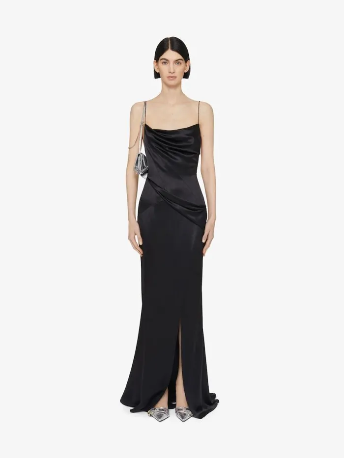 Evening Draped Dress In Satin With Crystals Black Women Givenchy Dresses