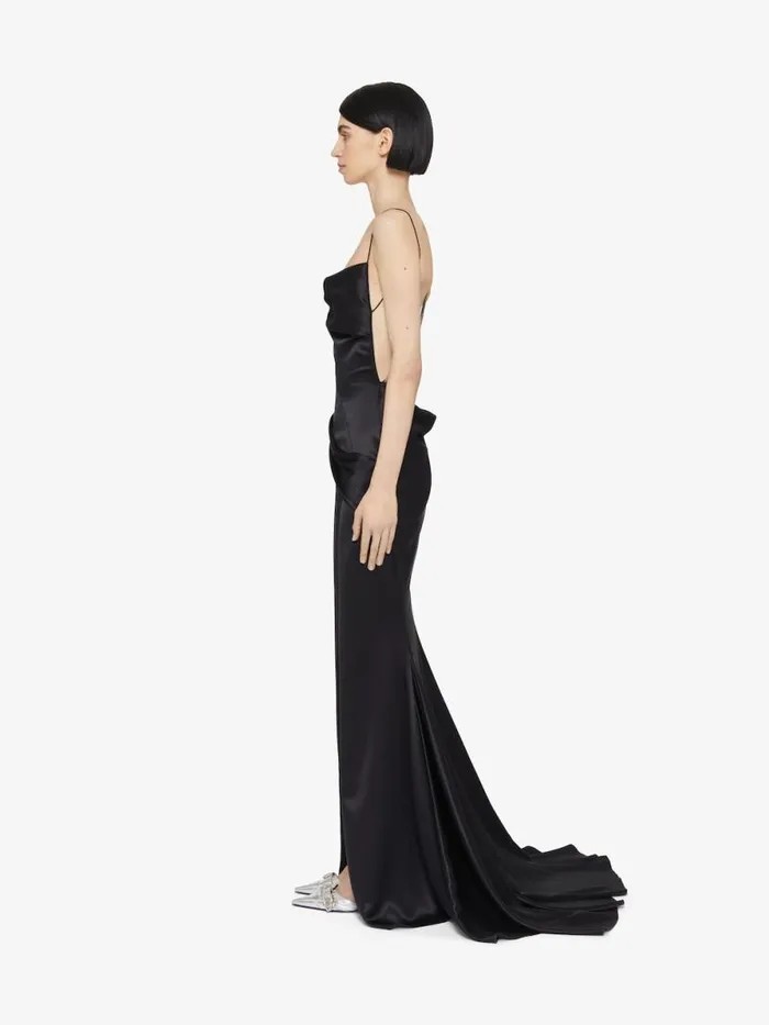 Evening Draped Dress In Satin With Crystals Black Women Givenchy Dresses