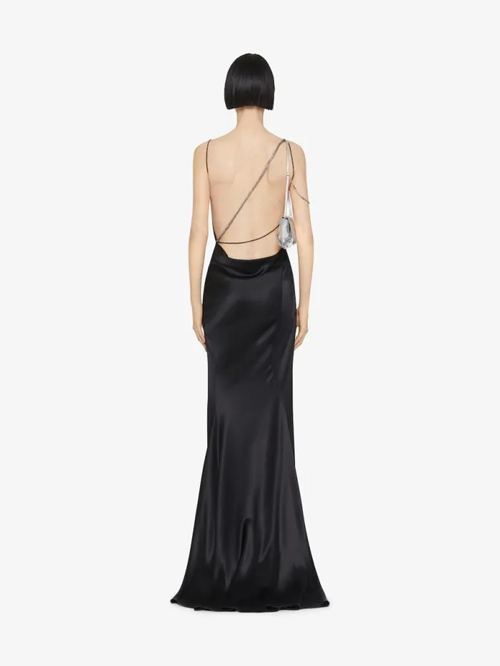 Evening Draped Dress In Satin With Crystals Black Women Givenchy Dresses