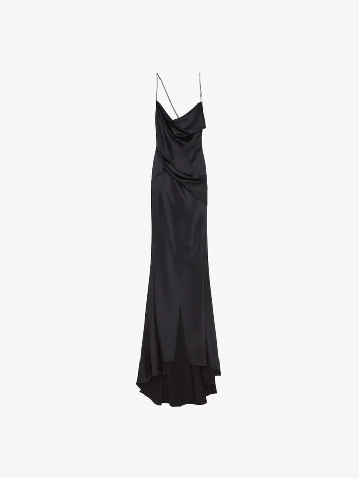 Evening Draped Dress In Satin With Crystals Black Women Givenchy Dresses