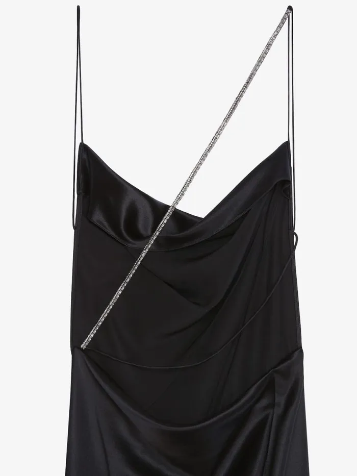 Evening Draped Dress In Satin With Crystals Black Women Givenchy Dresses