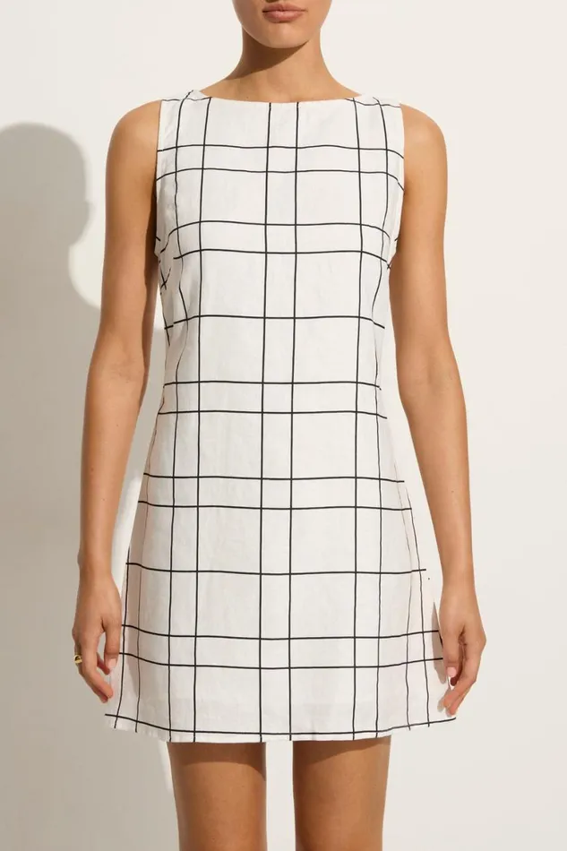 Faithfull The Brand Dresses Lui Mini Dress Letizia Check White 8211 Women Faithfull The Brand Dresses Lui Mini Dress Letizia Check White 8211 Women