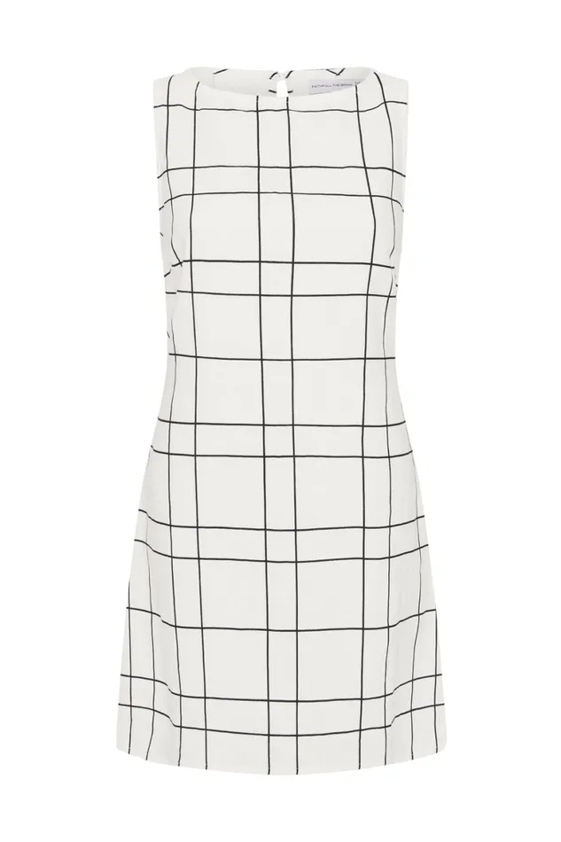 Faithfull The Brand Dresses Lui Mini Dress Letizia Check White 8211 Women Faithfull The Brand Dresses Lui Mini Dress Letizia Check White 8211 Women