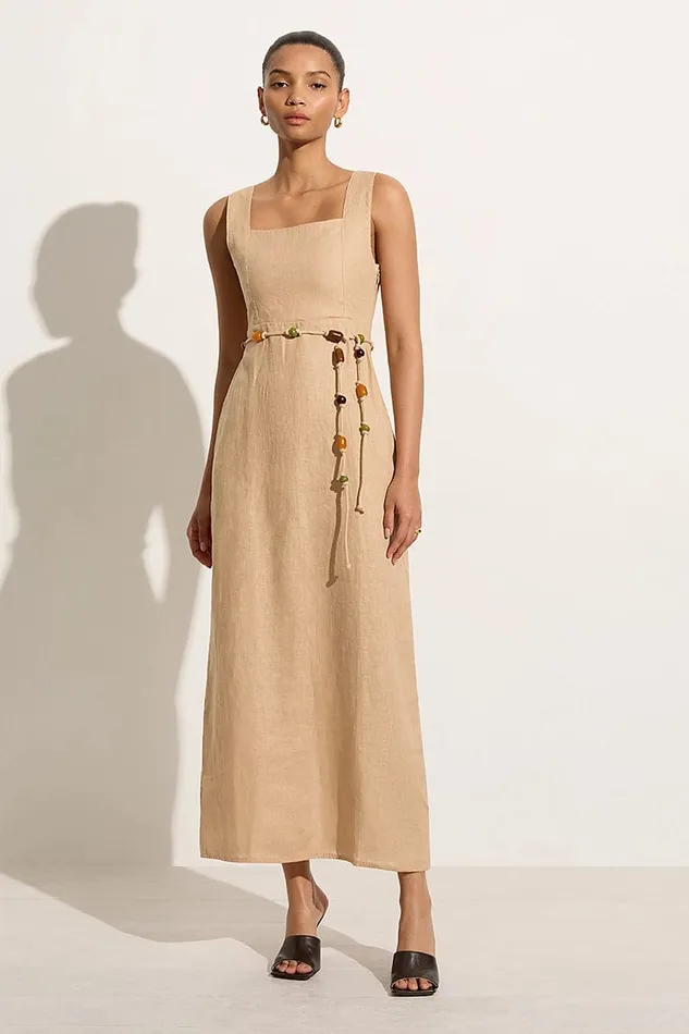 Faithfull The Brand Dresses Zana Midi Dress Sand 8211 Final Sale 8211 Women