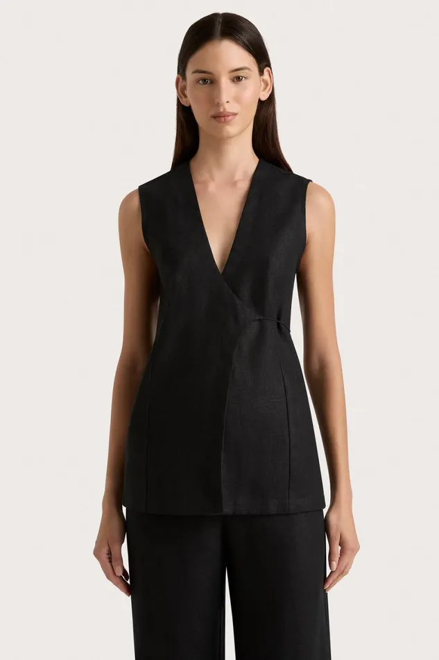 Faithfull The Brand Tops Lulea Wrap Vest Black 8211 Women Faithfull The Brand Tops Lulea Wrap Vest Black 8211 Women