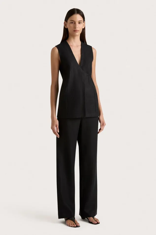 Faithfull The Brand Tops Lulea Wrap Vest Black 8211 Women Faithfull The Brand Tops Lulea Wrap Vest Black 8211 Women