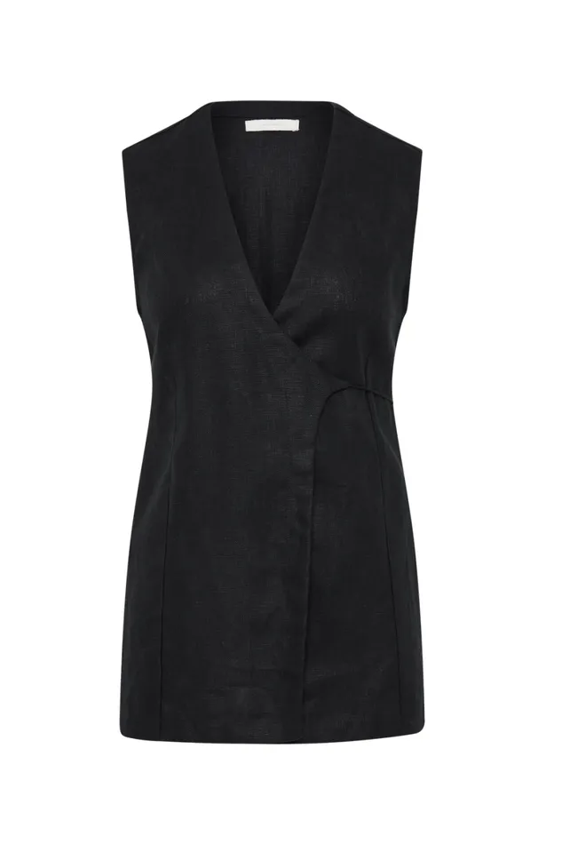 Faithfull The Brand Tops Lulea Wrap Vest Black 8211 Women Faithfull The Brand Tops Lulea Wrap Vest Black 8211 Women