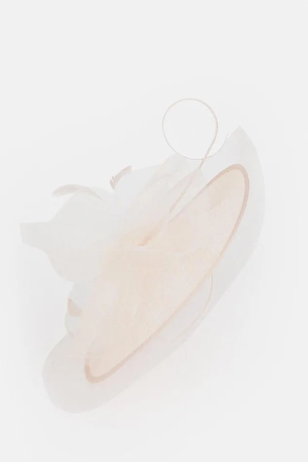 Fascinators Women Karen Millen Veiled Feather Detail Fascinator Blush