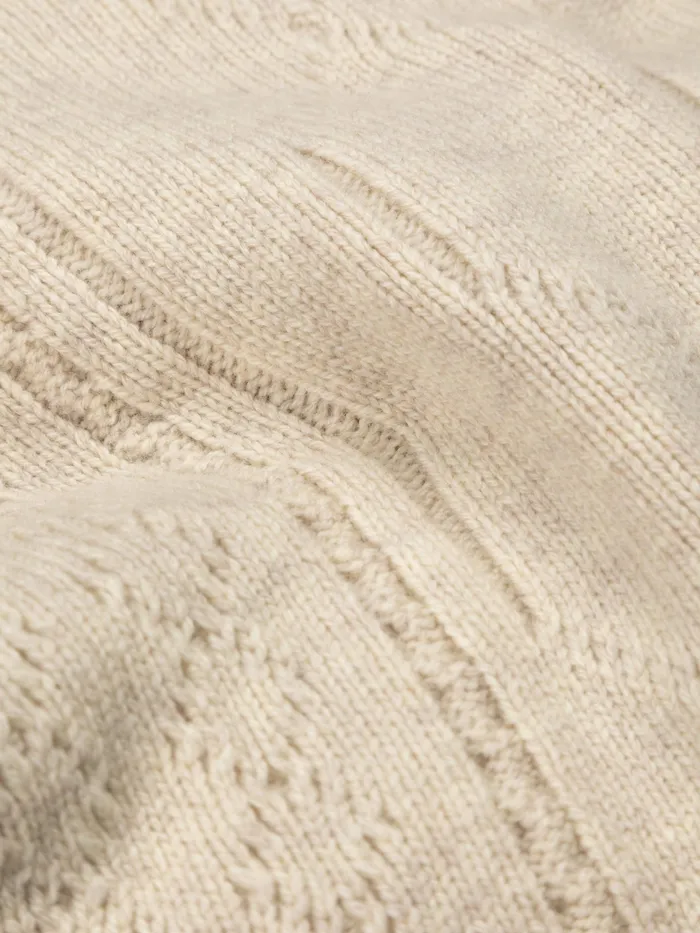 Finisterre Knitwear Women Berneray Cable Crew Sweater Pebble Grey