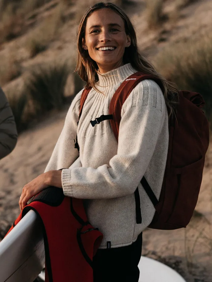 Finisterre Knitwear Women Stornoway Cable Yoke Sweater Oatmeal