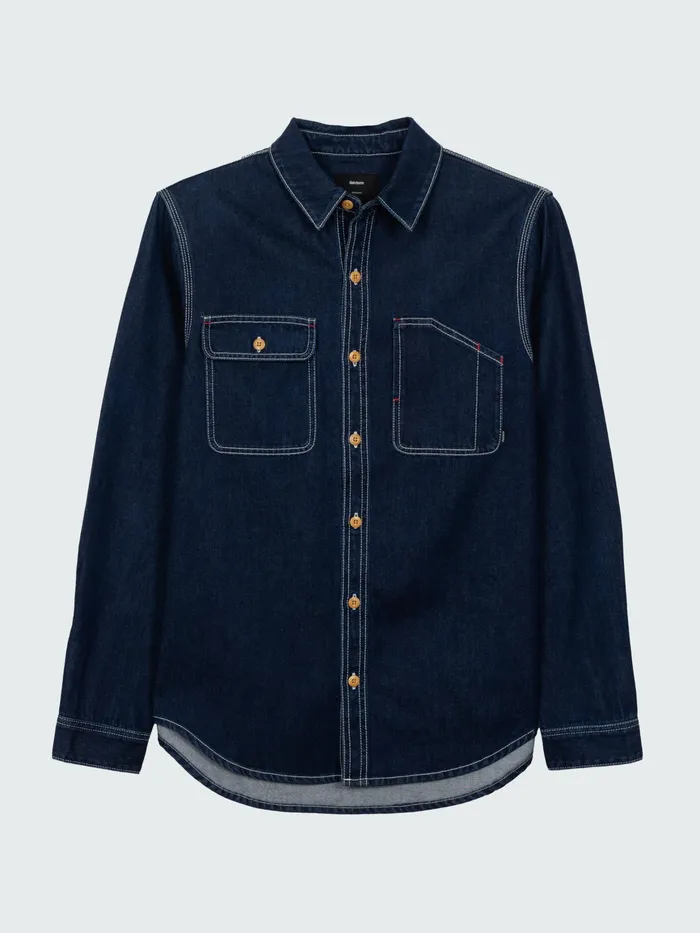 Finisterre Shirts Men Eddystone Denim Shirt Washed Denim