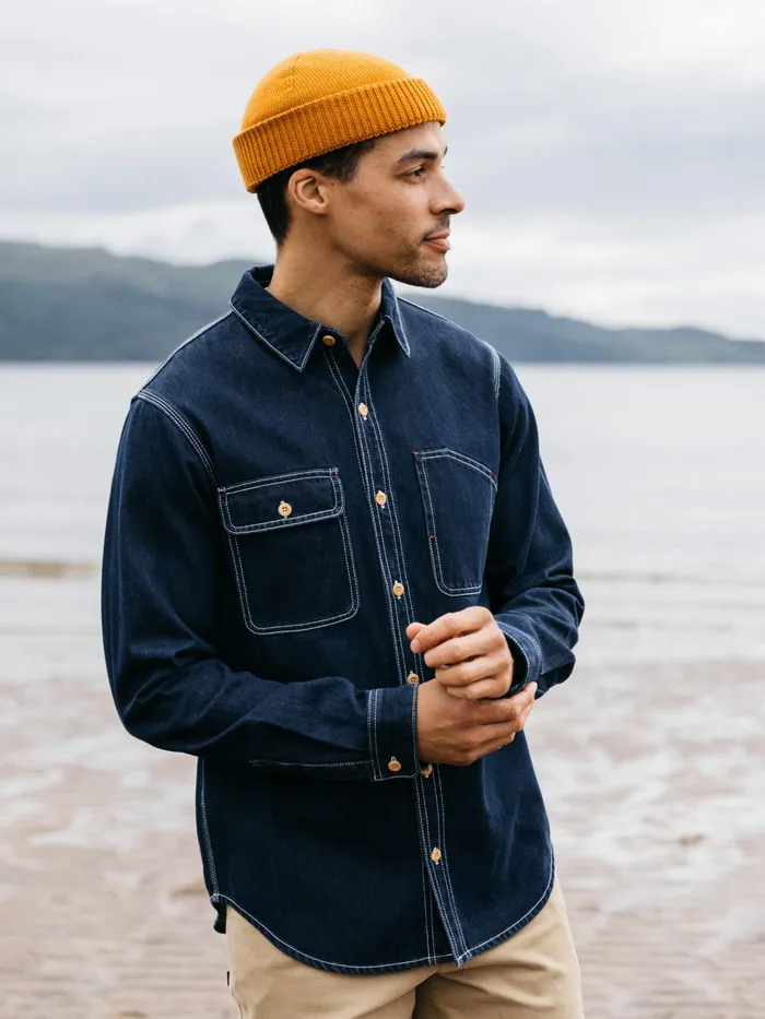 Finisterre Shirts Men Eddystone Denim Shirt Washed Denim