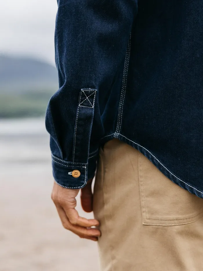Finisterre Shirts Men Eddystone Denim Shirt Washed Denim