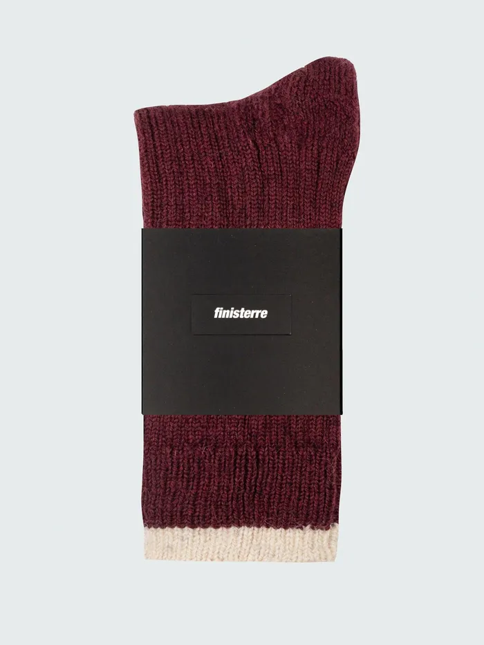 Finisterre Socks MenWomen Bosun Sock Black Cherryecru