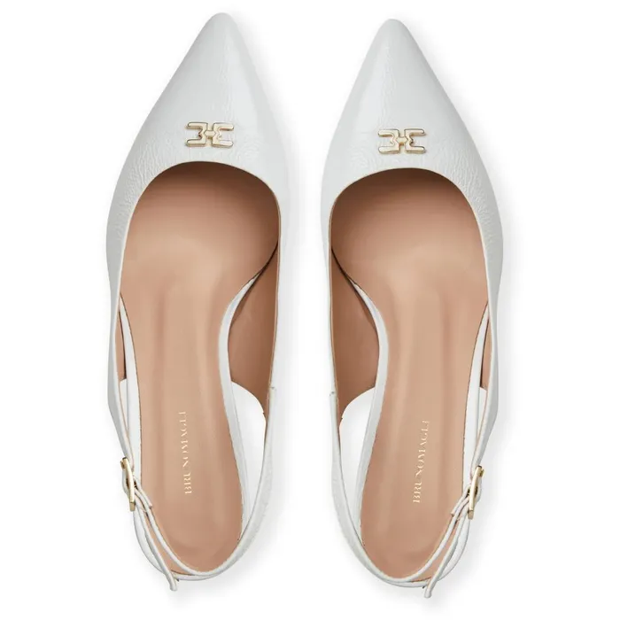 FIONA Slingback Pump WHITE CRINKLED PATENT Women Bruno Magli Pumps