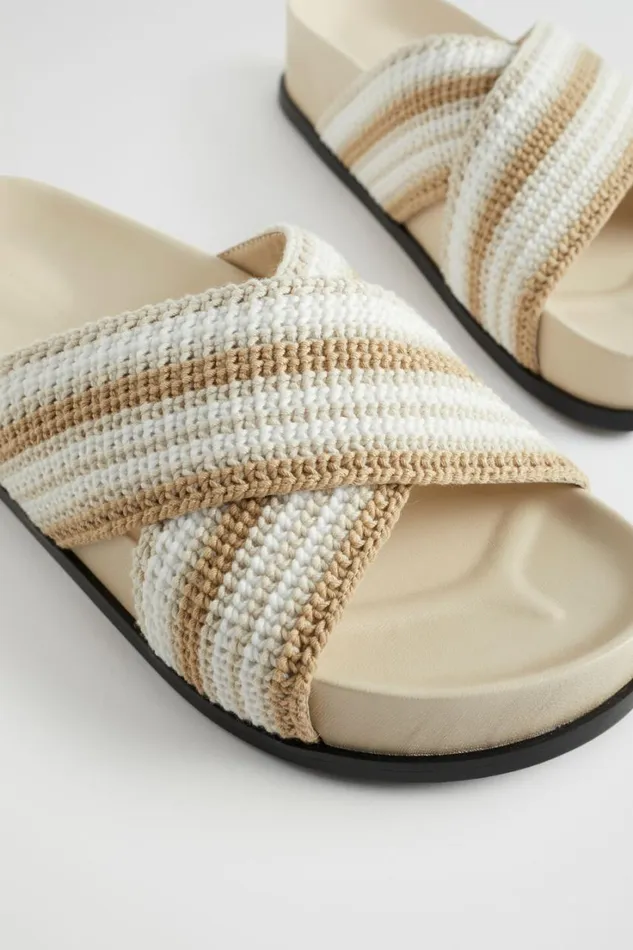 Flats Woman Seed Heritage Annika Crochet Slide Stone