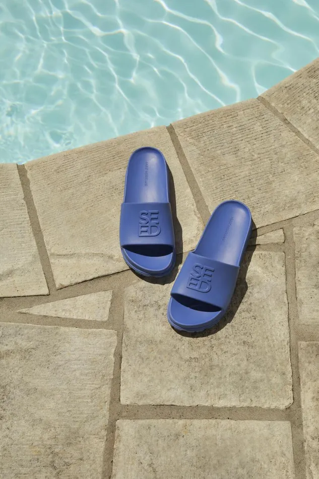 Flats Woman Seed Heritage Quad Logo Slide Deep Ocean