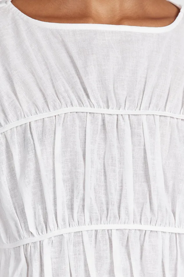FLYNN WHITE LINEN TIERED TOP Women DISSH Tops