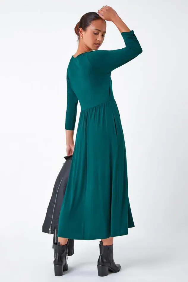 Forest Petite Stretch Jersey Midi Dress Women Roman Dresses