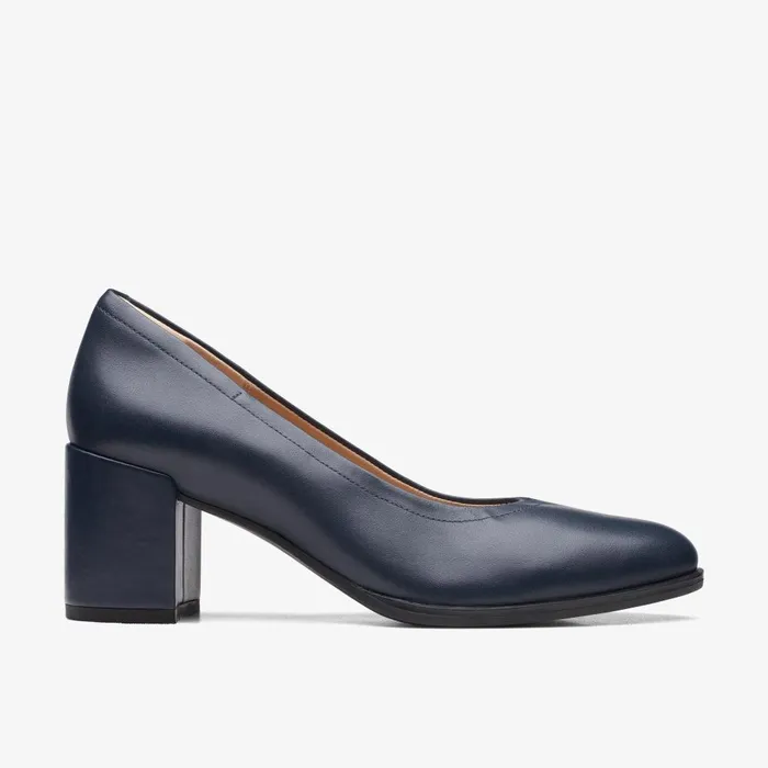 Freva 55 Court Navy Leather Women Clarks Dress Shoes