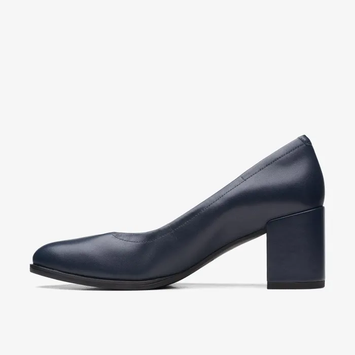Freva 55 Court Navy Leather Women Clarks Dress Shoes