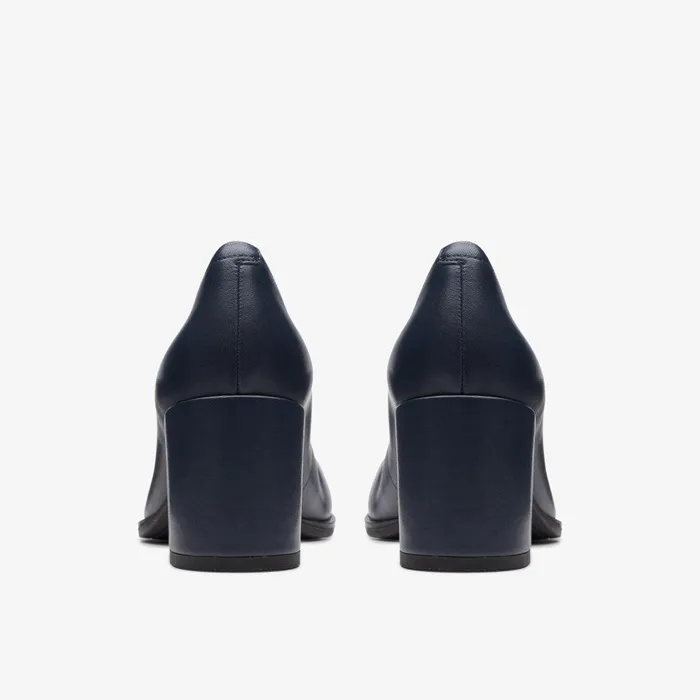 Freva 55 Court Navy Leather Women Clarks Dress Shoes