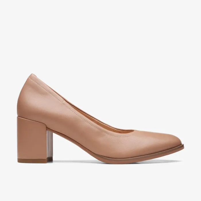 Freva 55 Court Praline Leather Women Clarks Dress Shoes