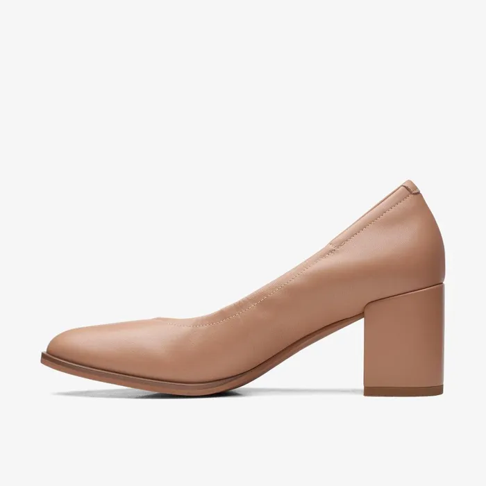 Freva 55 Court Praline Leather Women Clarks Dress Shoes