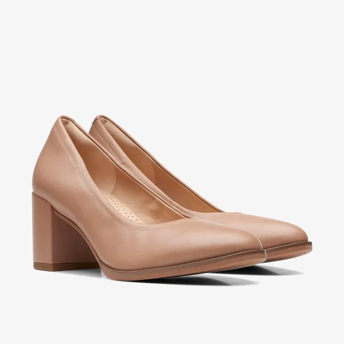 Freva 55 Court Praline Leather Women Clarks Dress Shoes