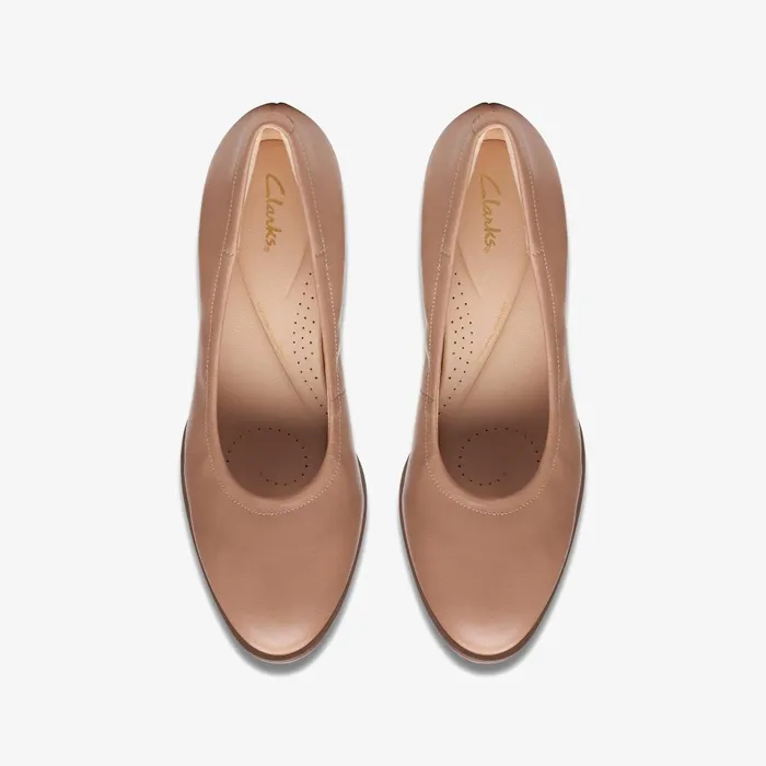 Freva 55 Court Praline Leather Women Clarks Dress Shoes
