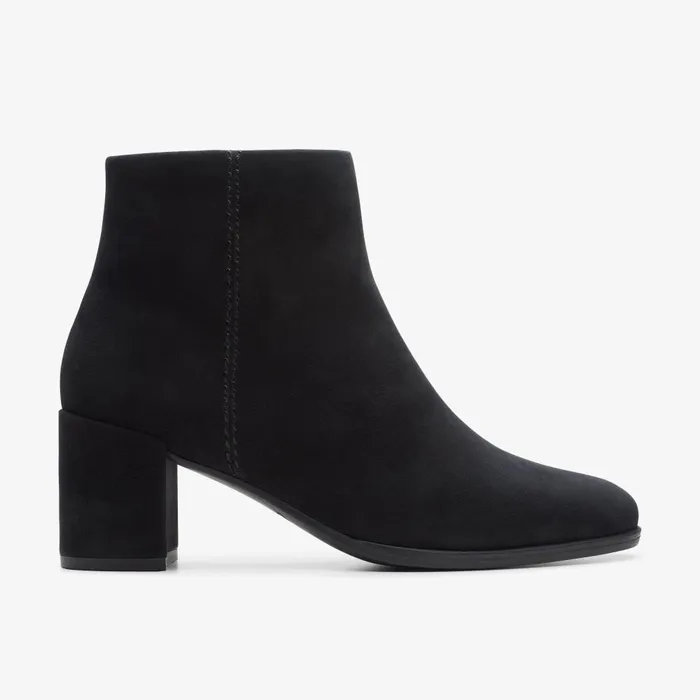 Freva 55 Zip Black Suede Women Clarks Boots and Booties