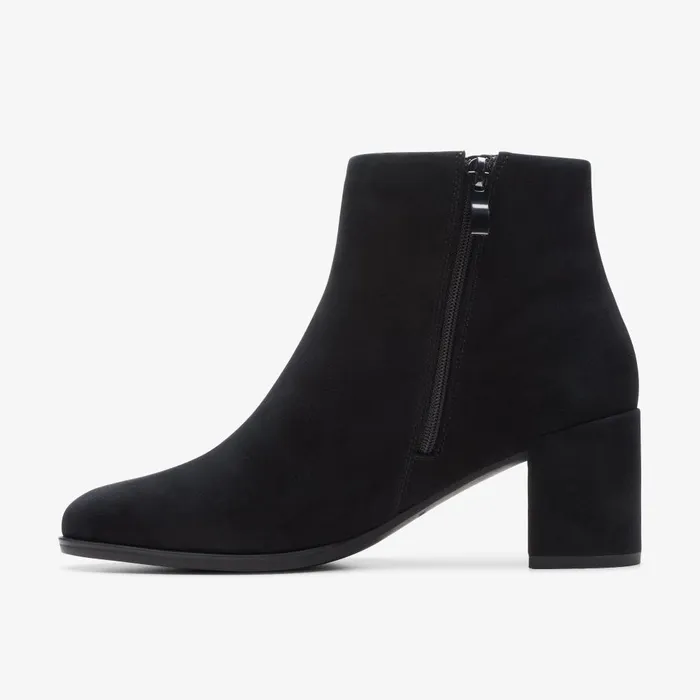 Freva 55 Zip Black Suede Women Clarks Boots and Booties