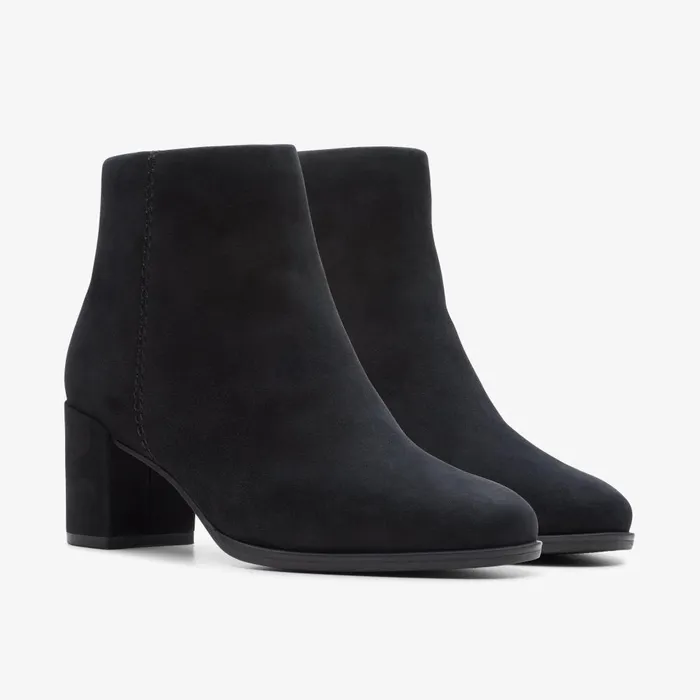 Freva 55 Zip Black Suede Women Clarks Boots and Booties