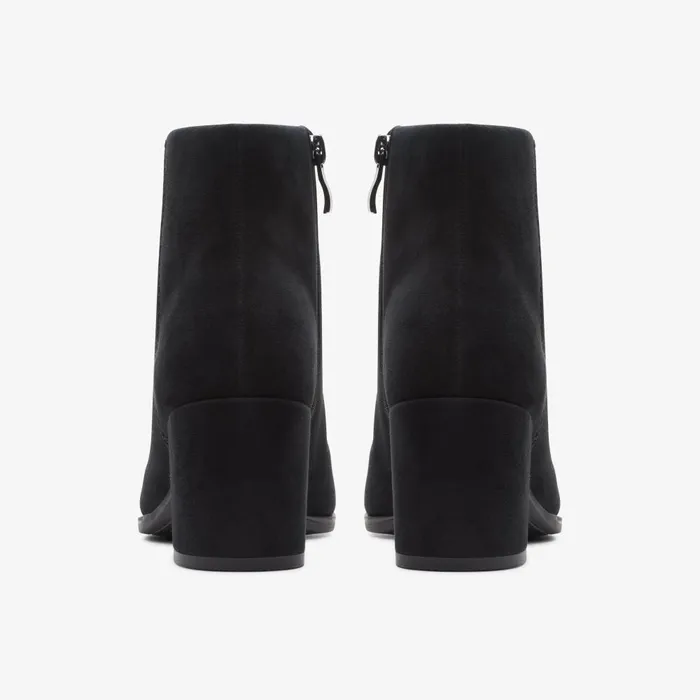 Freva 55 Zip Black Suede Women Clarks Boots and Booties