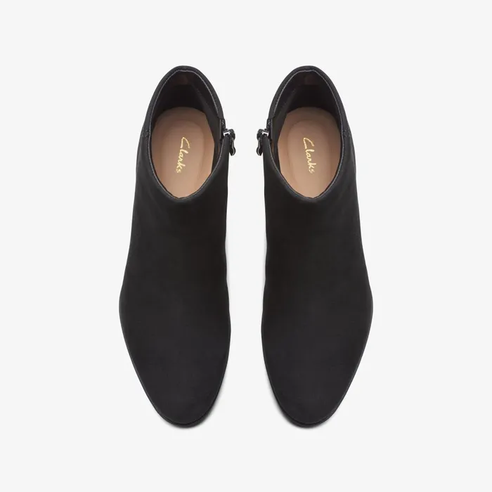 Freva 55 Zip Black Suede Women Clarks Boots and Booties