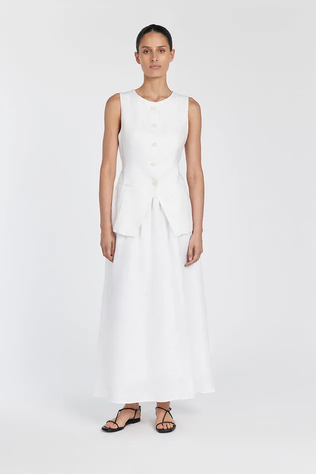 GEMIMA WHITE LINEN MIDI SKIRT Women DISSH Midi