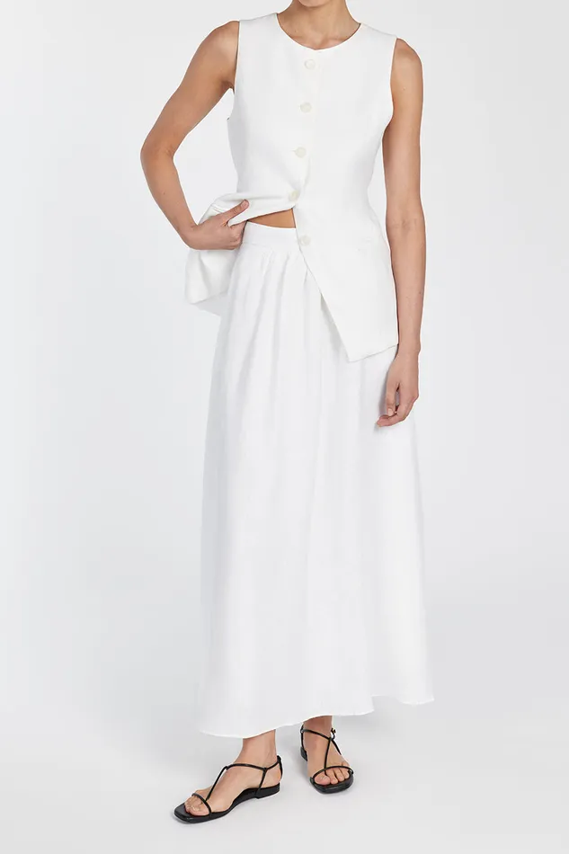 GEMIMA WHITE LINEN MIDI SKIRT Women DISSH Midi