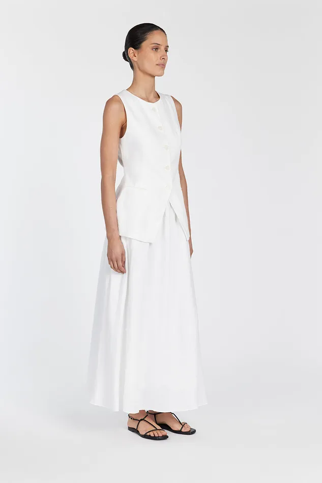 GEMIMA WHITE LINEN MIDI SKIRT Women DISSH Midi