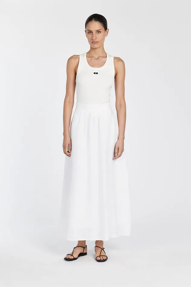 GEMIMA WHITE LINEN MIDI SKIRT Women DISSH Midi