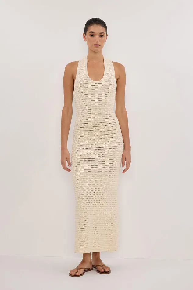 GINA CREAM HALTER CROCHET DRESS Women DISSH Knit Dresses