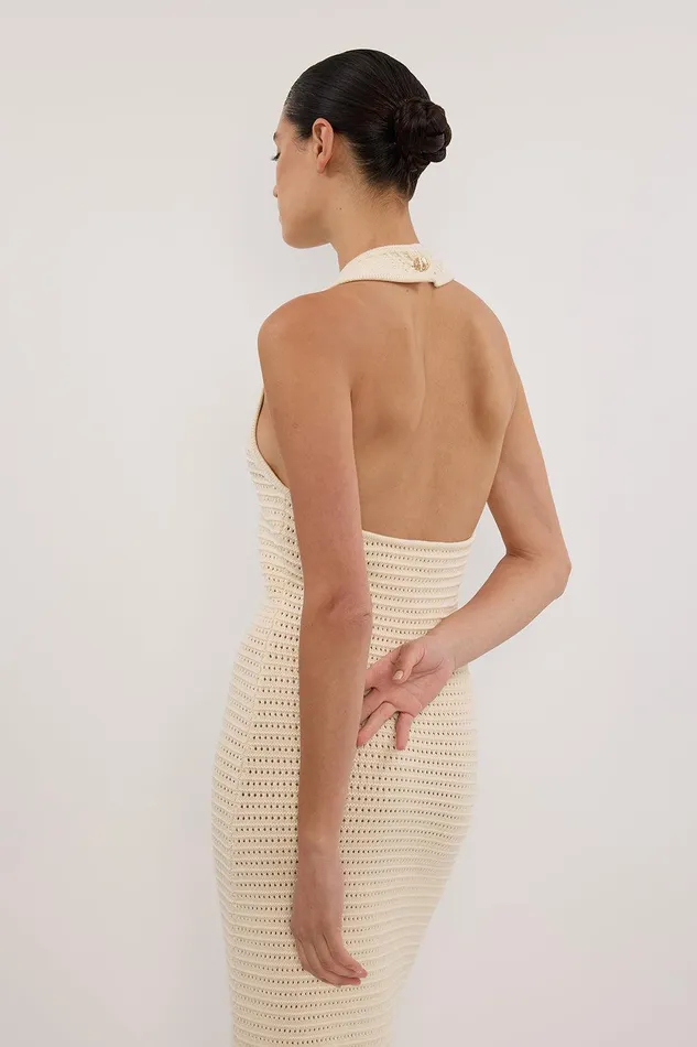 GINA CREAM HALTER CROCHET DRESS Women DISSH Knit Dresses
