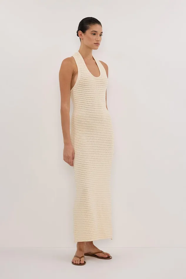 GINA CREAM HALTER CROCHET DRESS Women DISSH Knit Dresses