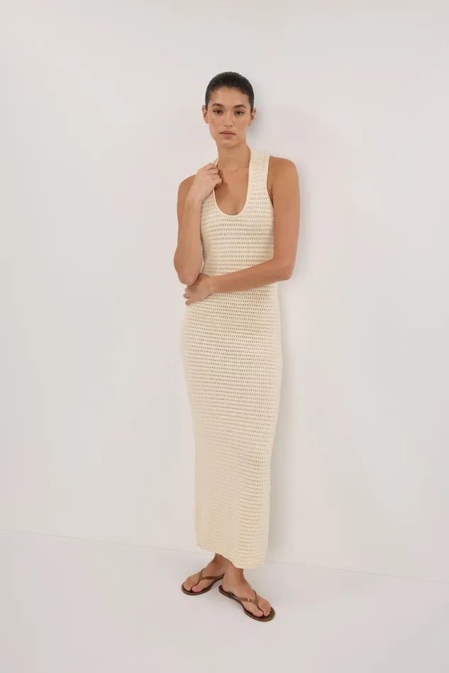 GINA CREAM HALTER CROCHET DRESS Women DISSH Knit Dresses