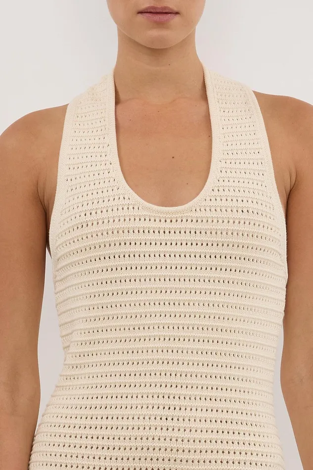 GINA CREAM HALTER CROCHET DRESS Women DISSH Knit Dresses