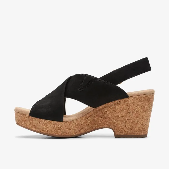 Giselle Dove Black Nubuck Women Clarks Sandals and Flip Flops