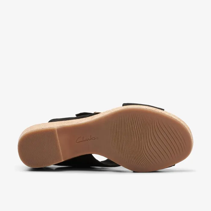 Giselle Dove Black Nubuck Women Clarks Sandals and Flip Flops