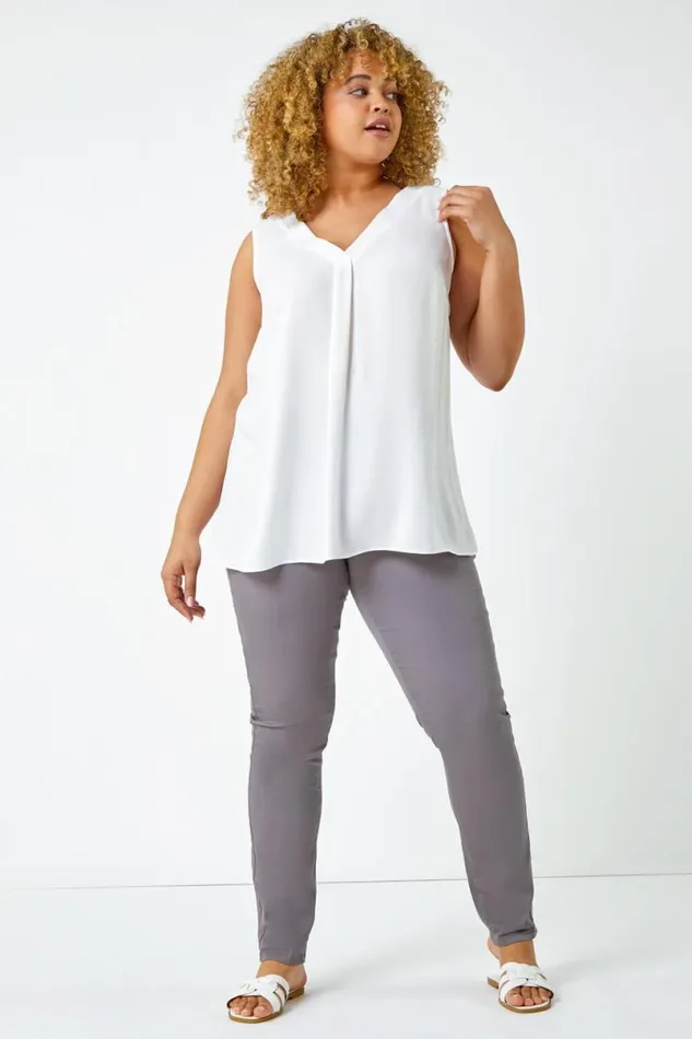 Grey Curve Stretch Denim Jegging Women Roman Trousers
