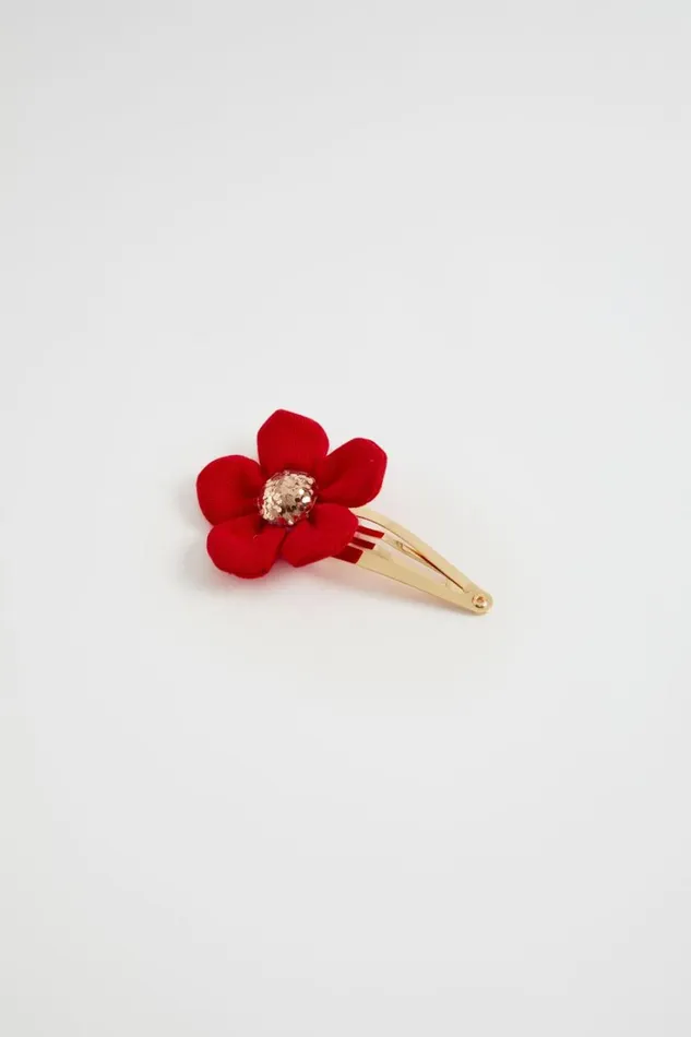 Hair Accessories Girl Seed Heritage Fabric Daisy Snap Red