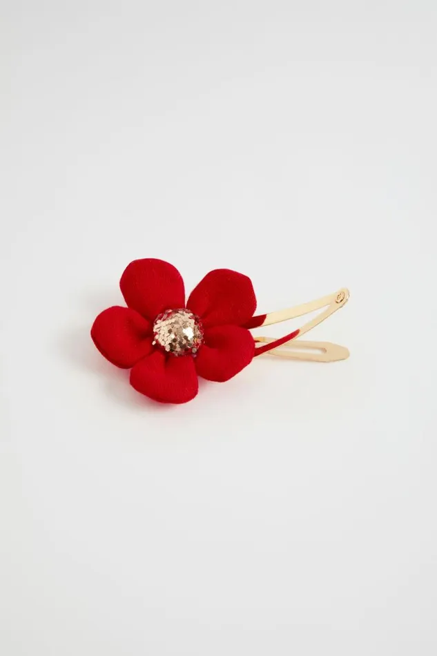 Hair Accessories Girl Seed Heritage Fabric Daisy Snap Red