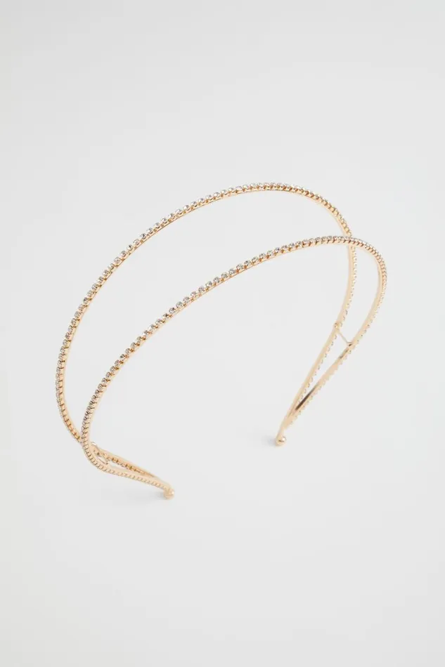 Hair Accessories Woman Seed Heritage Double Crystal Headband Gold